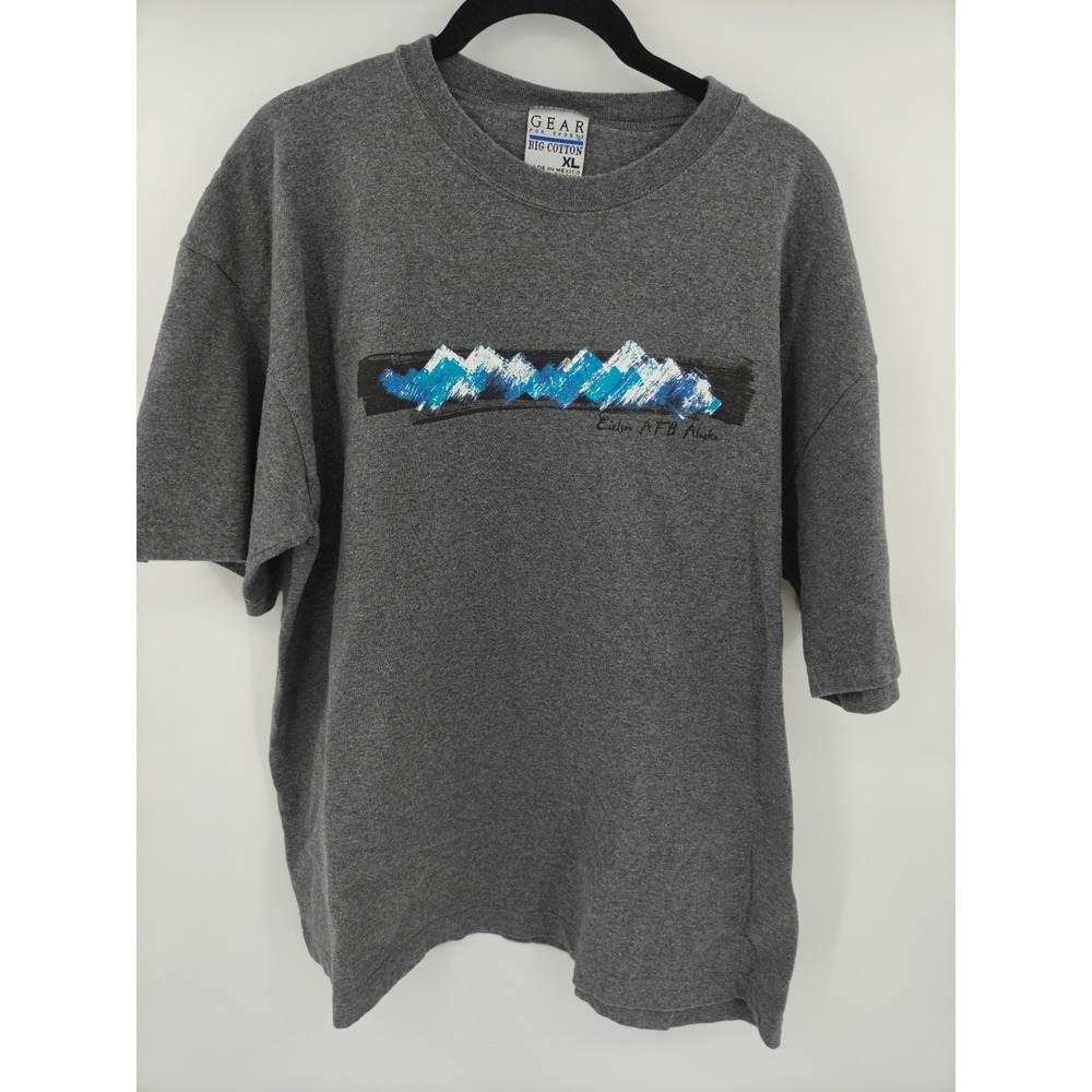 Vintage Gear for Sports Big Cotton Eielson AFB Alaska Mountain T-Shirt Gray XL